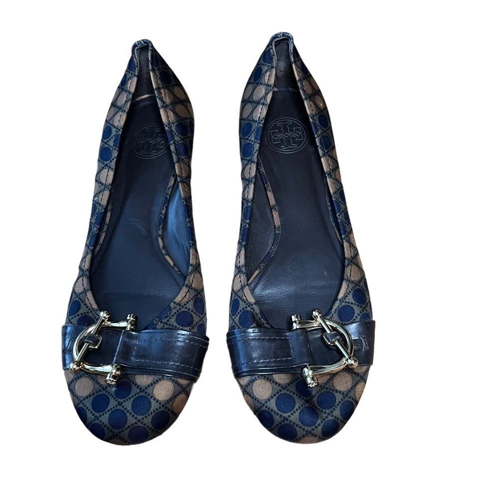 TORY BURCH Noel Satin Horsebit Polka Dot Flats